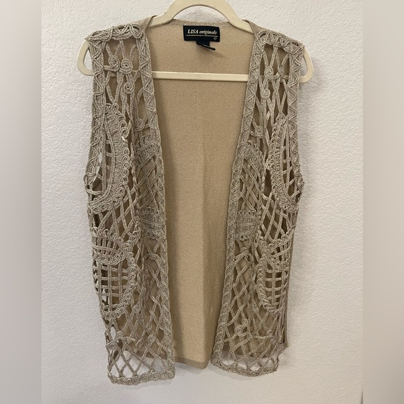 Ladies Metallic Gold sleeveless cardigan - Picture 1 of 3